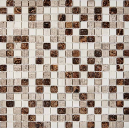  Pixel Mosaic Emperador Dark, WhiteWooden, DolomitiBianco, 15x15 ,  305305x4,  . PIX 277