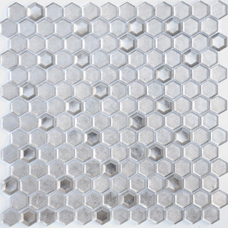  Caramelle Mosaic Argento grani hexagon 13x23x6