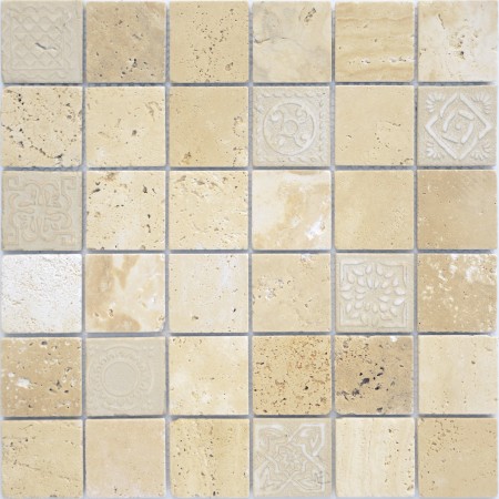  Caramelle Mosaic Art Travertino Beige MAT 48x48x8